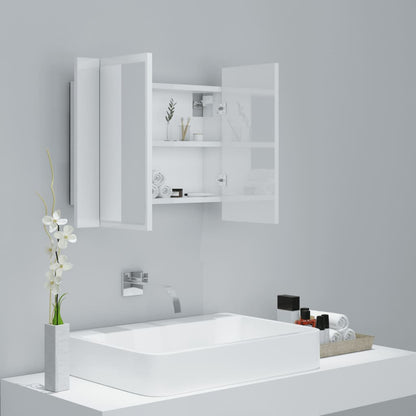 LED Bathroom Mirror Cabinet High Gloss White 60x12x45 cm Acrylic - Bend