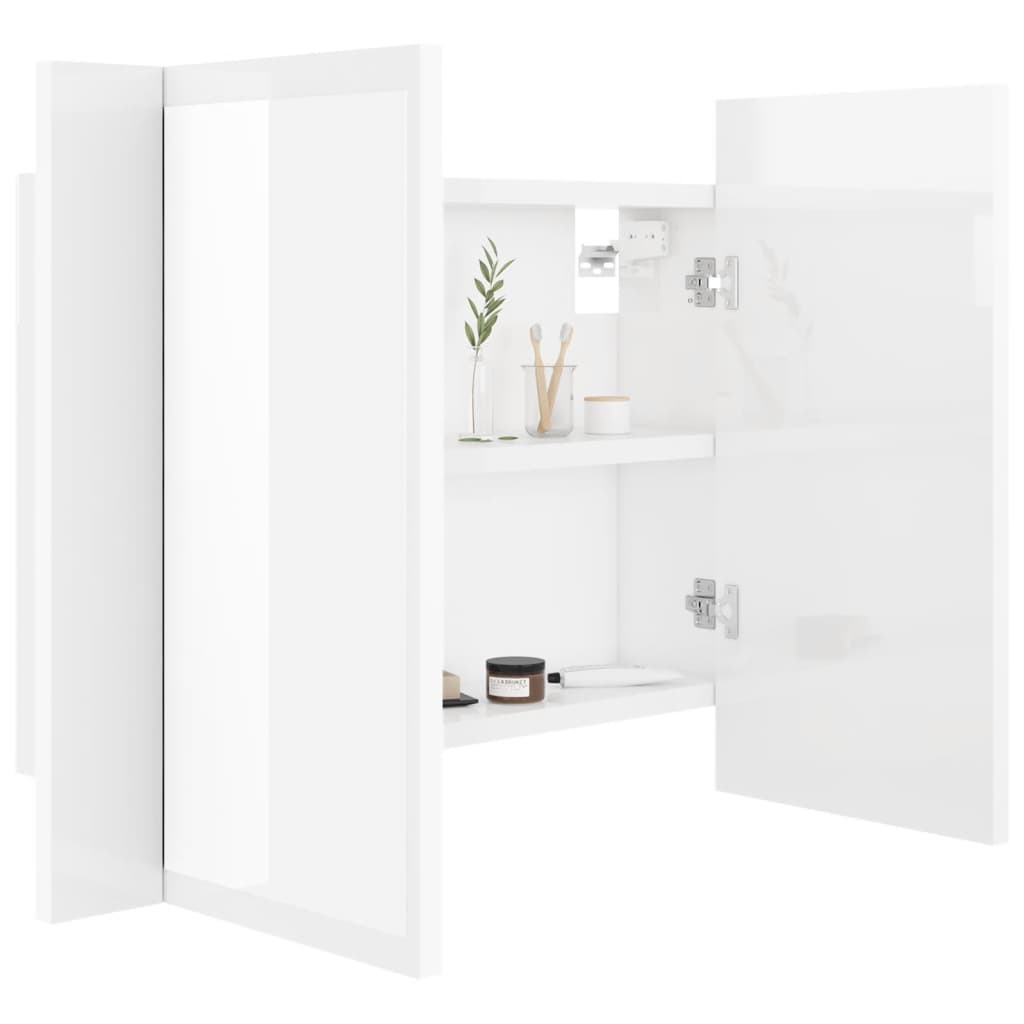 LED Bathroom Mirror Cabinet High Gloss White 60x12x45 cm Acrylic - Bend