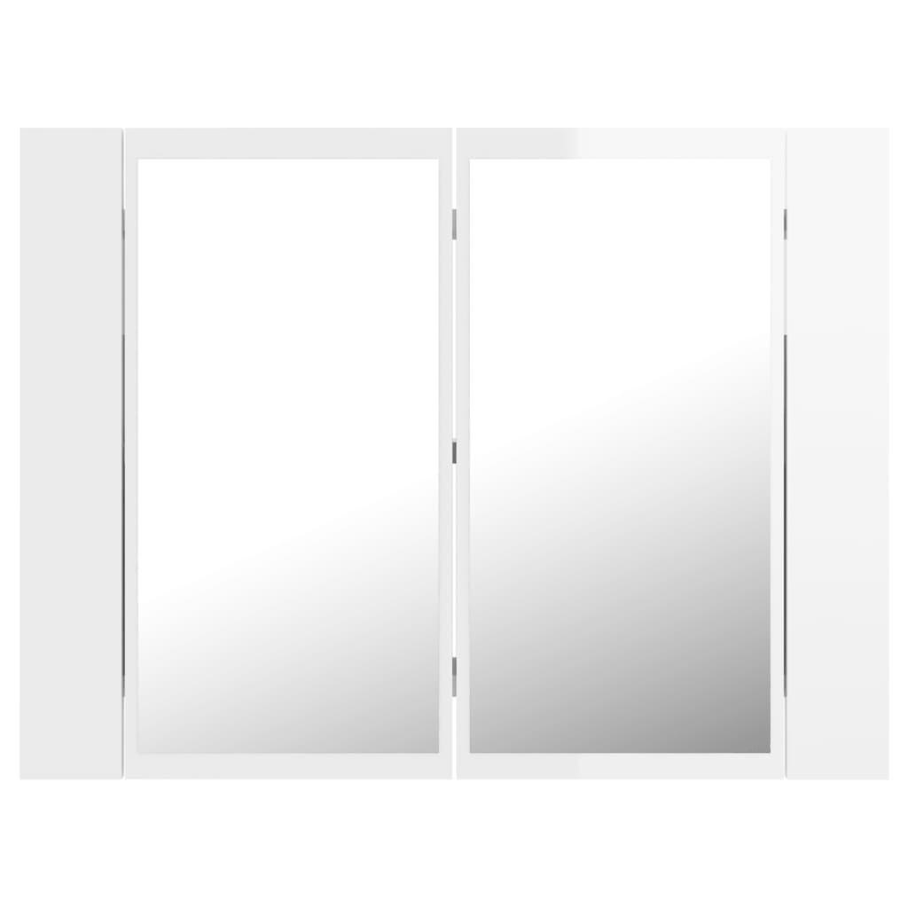 LED Bathroom Mirror Cabinet High Gloss White 60x12x45 cm Acrylic - Bend