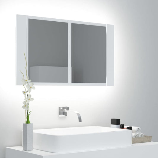 LED Bathroom Mirror Cabinet White 80x12x45 cm Acrylic - Bend