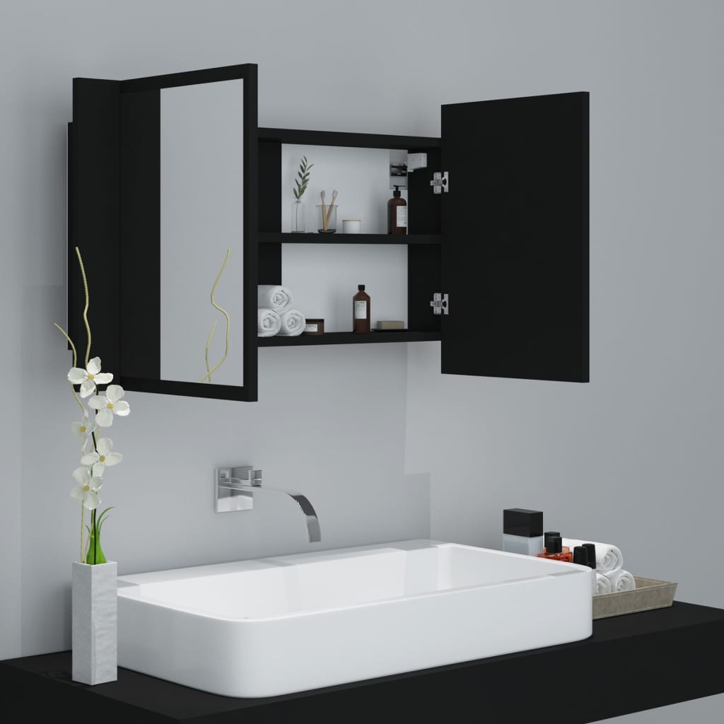 LED Bathroom Mirror Cabinet Black 80x12x45 cm Acrylic - Bend