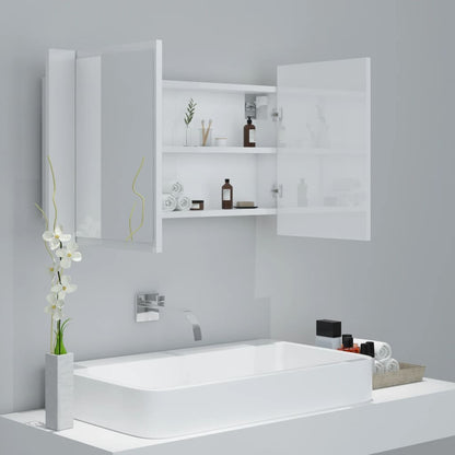 LED Bathroom Mirror Cabinet High Gloss White 80x12x45 cm Acrylic - Bend