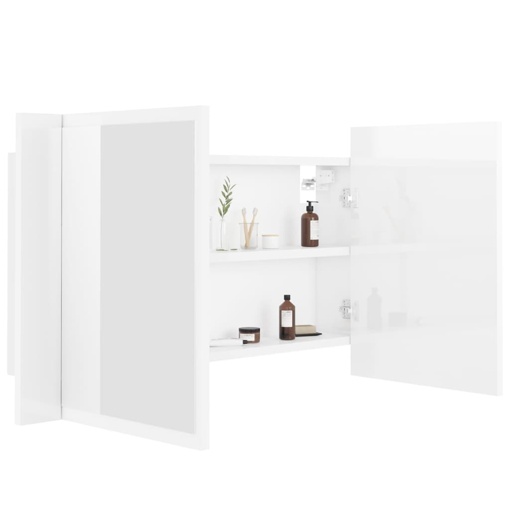 LED Bathroom Mirror Cabinet High Gloss White 80x12x45 cm Acrylic - Bend