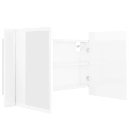 LED Bathroom Mirror Cabinet High Gloss White 80x12x45 cm Acrylic - Bend