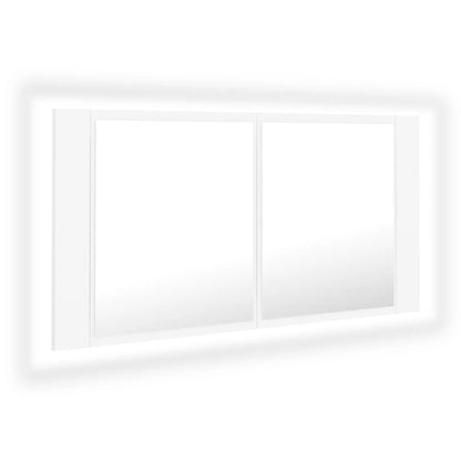 LED Bathroom Mirror Cabinet White 90x12x45 cm Acrylic - Bend