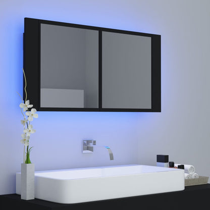 LED Bathroom Mirror Cabinet Black 90x12x45 cm Acrylic - Bend