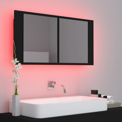 LED Bathroom Mirror Cabinet Black 90x12x45 cm Acrylic - Bend