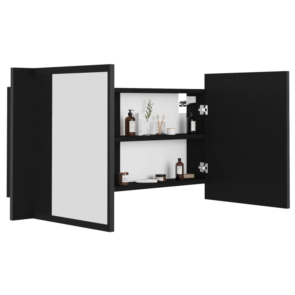 LED Bathroom Mirror Cabinet Black 90x12x45 cm Acrylic - Bend