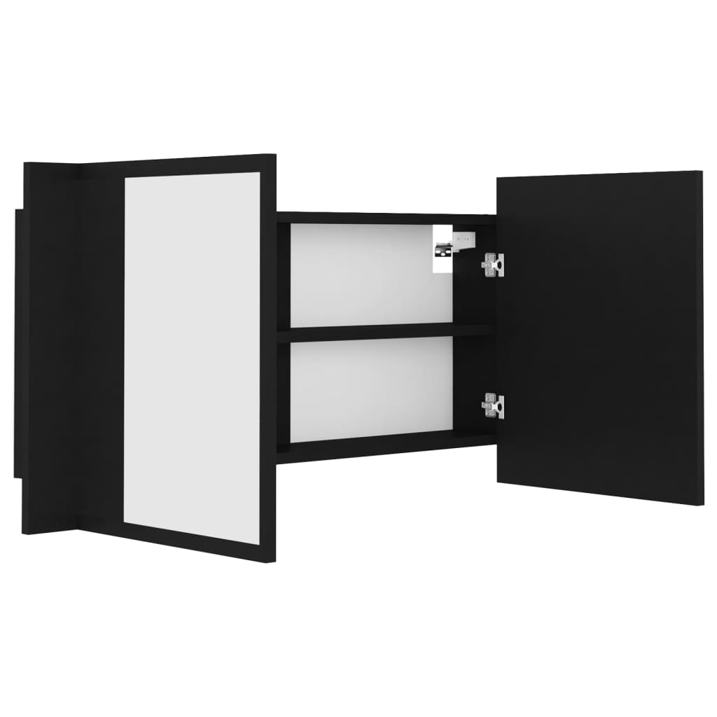 LED Bathroom Mirror Cabinet Black 90x12x45 cm Acrylic - Bend