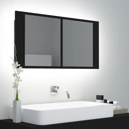 LED Bathroom Mirror Cabinet Black 90x12x45 cm Acrylic - Bend