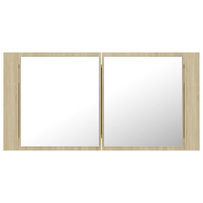 LED Bathroom Mirror Cabinet Sonoma Oak 90x12x45 cm Acrylic - Bend