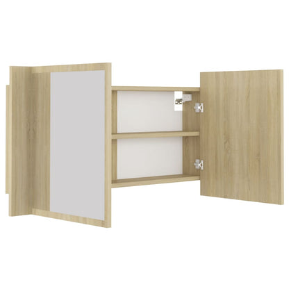 LED Bathroom Mirror Cabinet Sonoma Oak 90x12x45 cm Acrylic - Bend