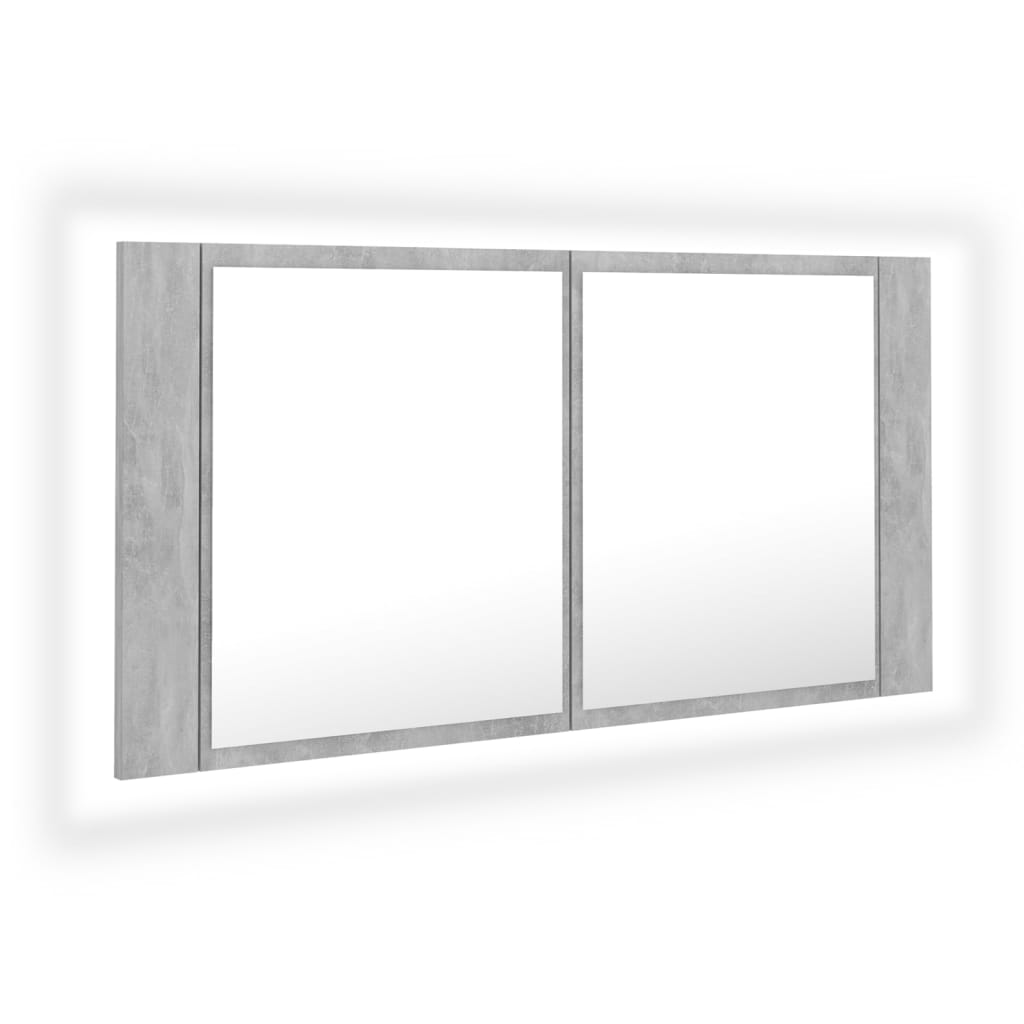 LED Bathroom Mirror Cabinet Concrete Grey 90x12x45 cm Acrylic - Bend