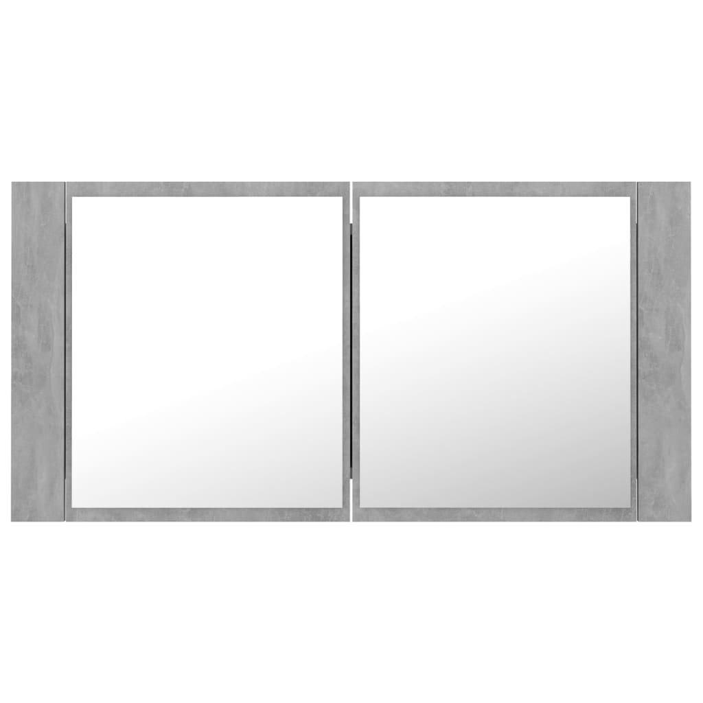 LED Bathroom Mirror Cabinet Concrete Grey 90x12x45 cm Acrylic - Bend