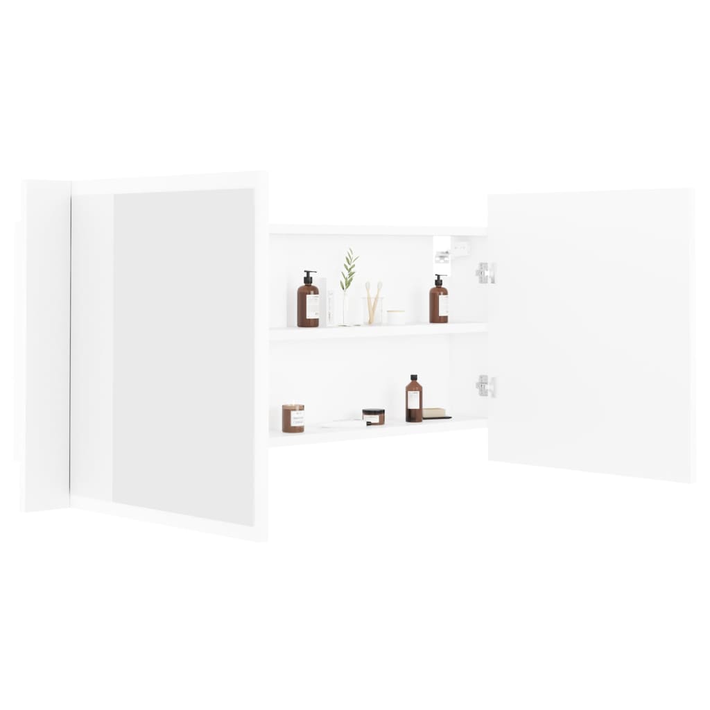 LED Bathroom Mirror Cabinet White 100x12x45 cm Acrylic - Bend