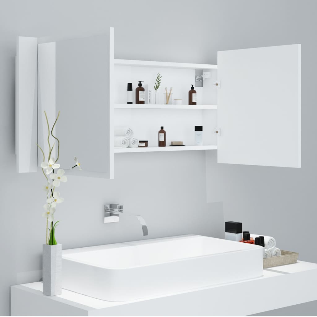 LED Bathroom Mirror Cabinet White 100x12x45 cm Acrylic - Bend