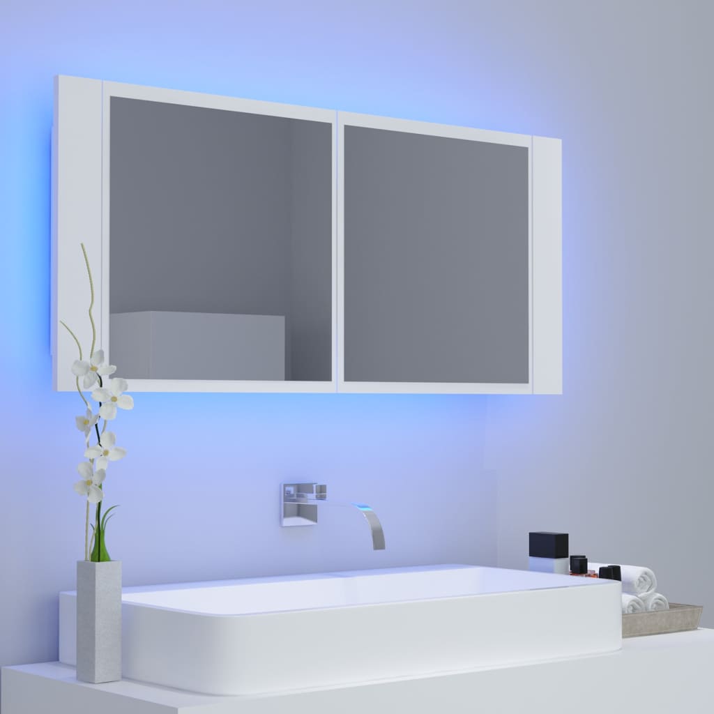 LED Bathroom Mirror Cabinet White 100x12x45 cm Acrylic - Bend