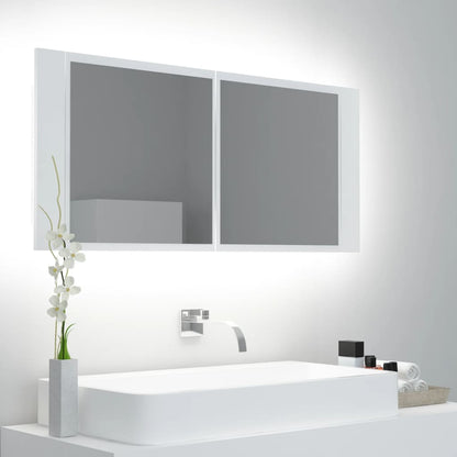 LED Bathroom Mirror Cabinet White 100x12x45 cm Acrylic - Bend