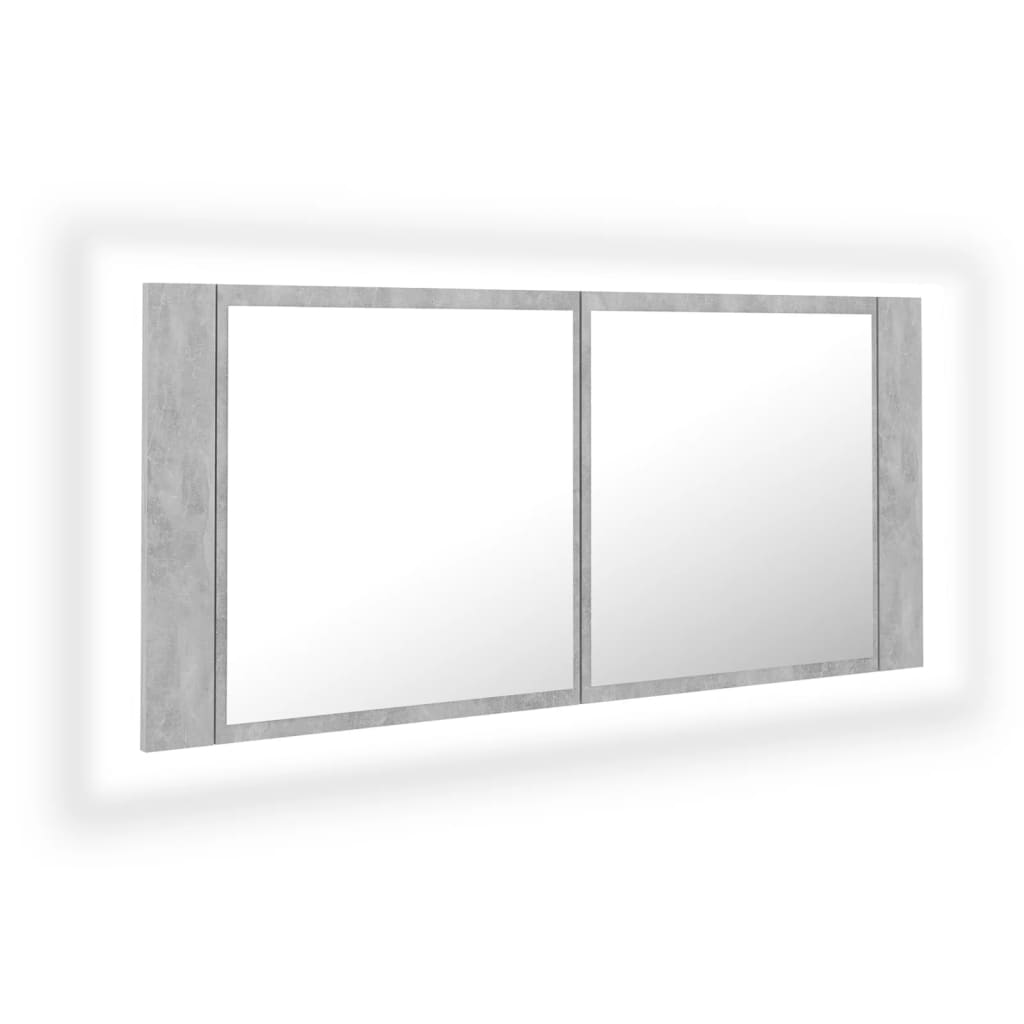 LED Bathroom Mirror Cabinet Concrete Grey 100x12x45 cm Acrylic - Bend