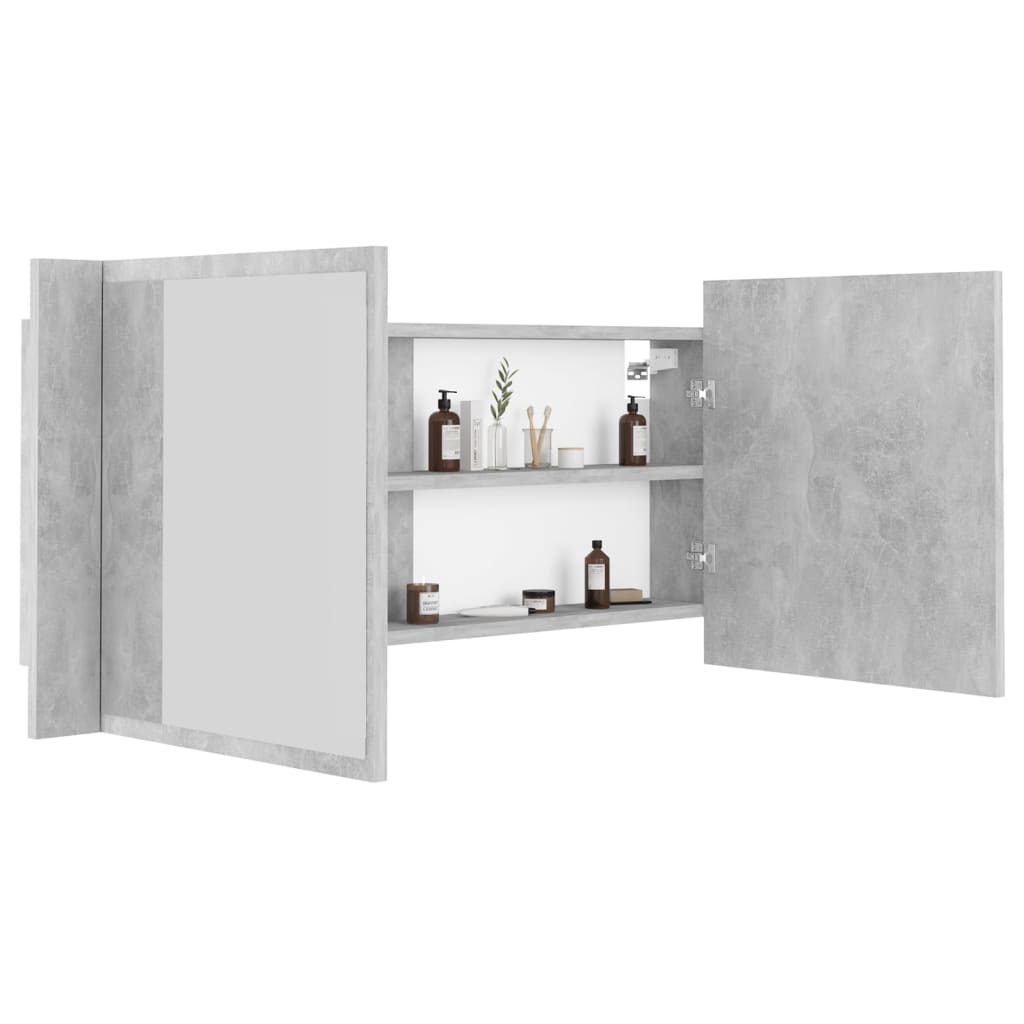 LED Bathroom Mirror Cabinet Concrete Grey 100x12x45 cm Acrylic - Bend