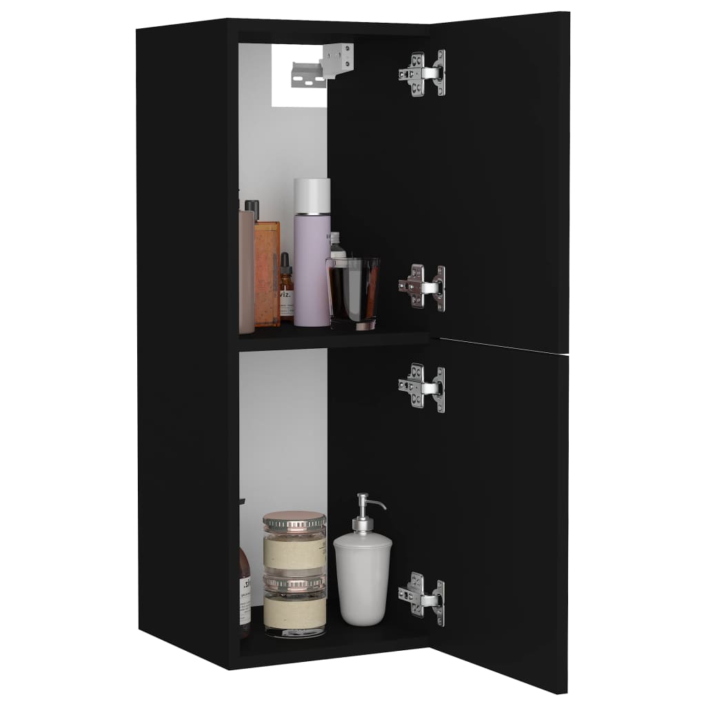 Bathroom Cabinet Black 30x30x80 cm Engineered Wood