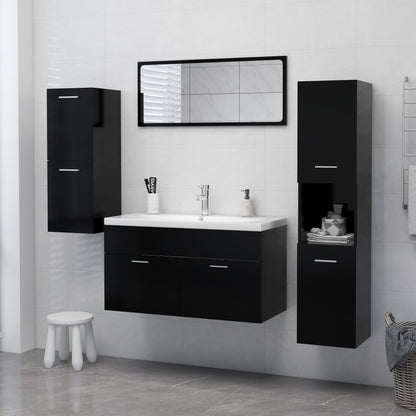 Bathroom Cabinet Black 30x30x80 cm Engineered Wood