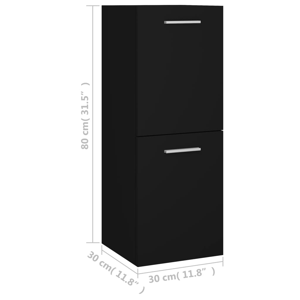 Bathroom Cabinet Black 30x30x80 cm Engineered Wood