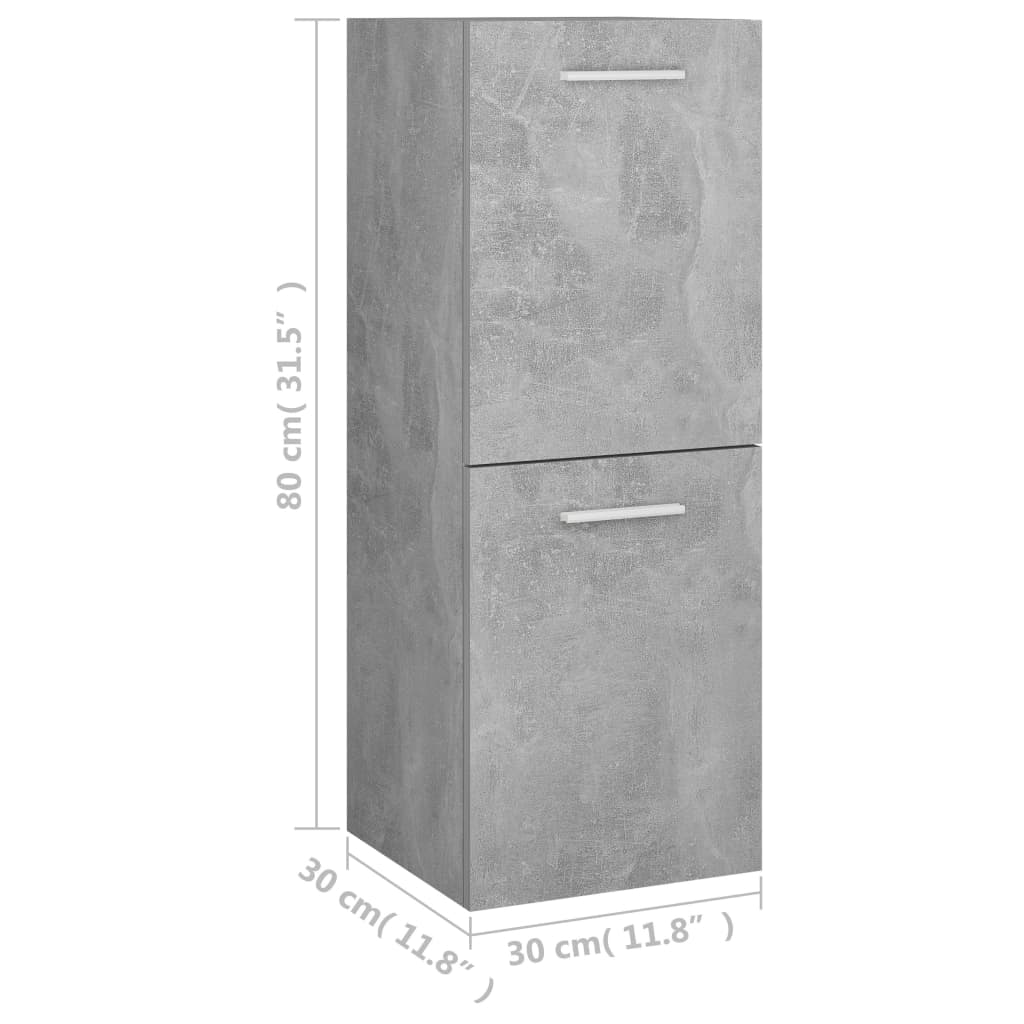 Bathroom Cabinet Concrete Grey 30x30x80 cm Engineered Wood