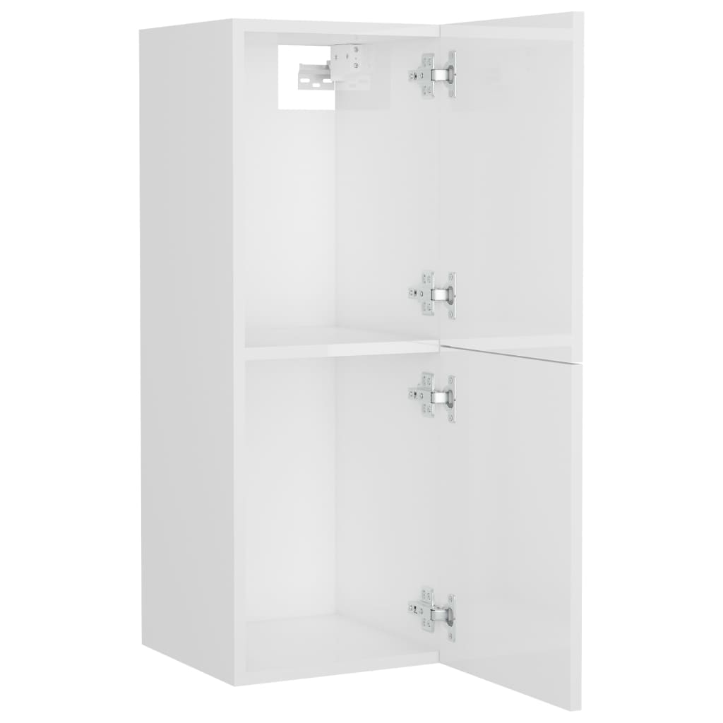 Bathroom Cabinet High Gloss White 30x30x80 cm Engineered Wood