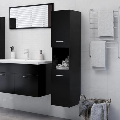 Bathroom Cabinet Black 30x30x130 cm Engineered Wood