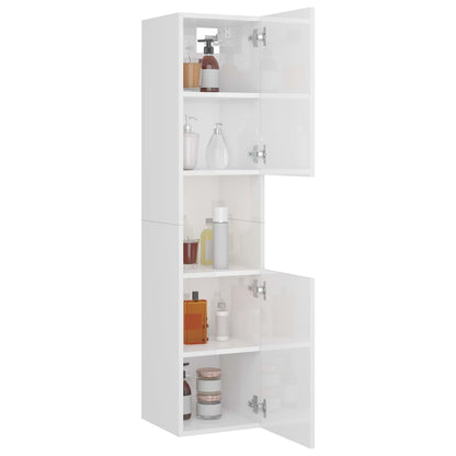 Bathroom Cabinet High Gloss White 30x30x130 cm Engineered Wood