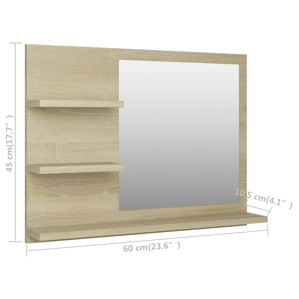 Bathroom Mirror Sonoma Oak 60x10.5x45 cm Engineered Wood