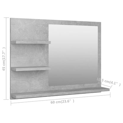 Bathroom Mirror Concrete Grey 60x10.5x45 cm Engineered Wood - Bend