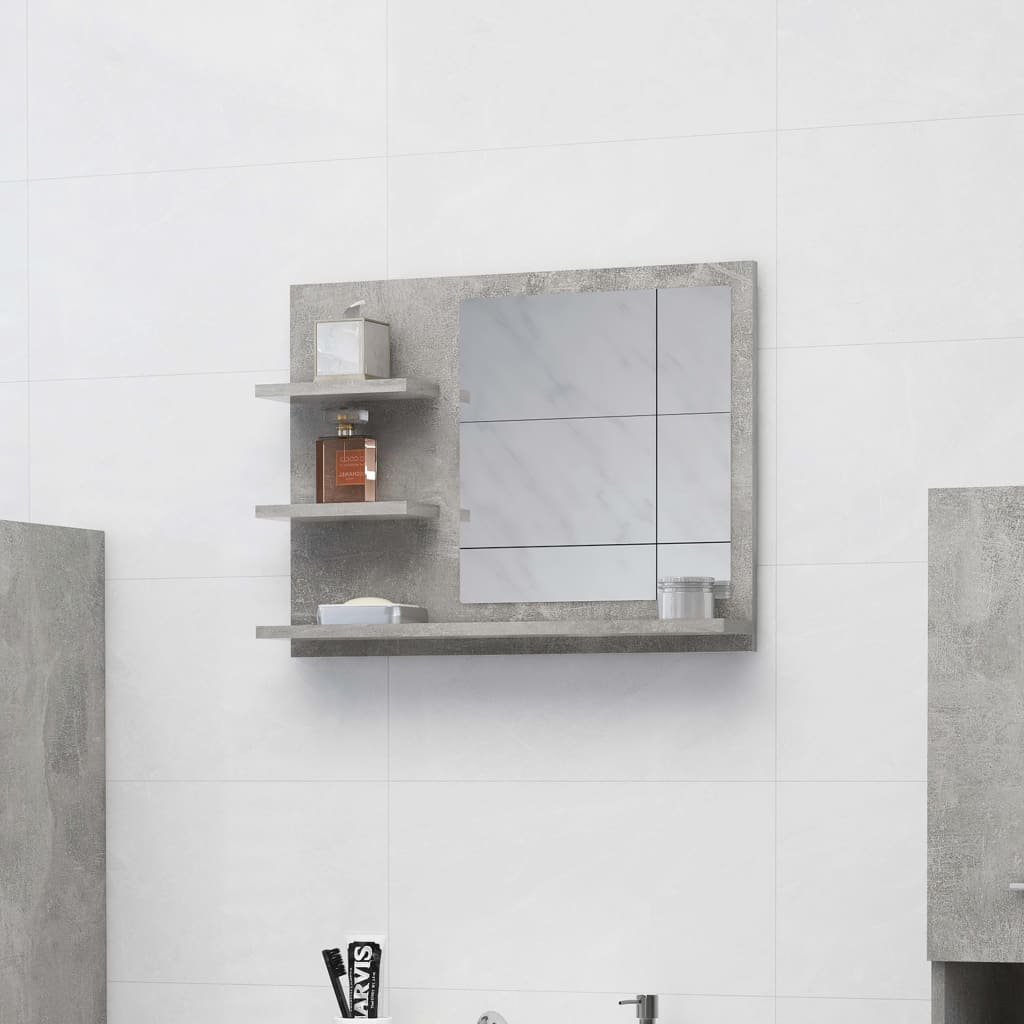 Bathroom Mirror Concrete Grey 60x10.5x45 cm Engineered Wood - Bend