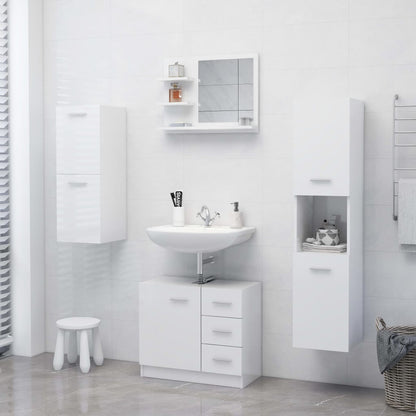 Bathroom Mirror High Gloss White 60x10.5x45 cm Engineered Wood - Bend