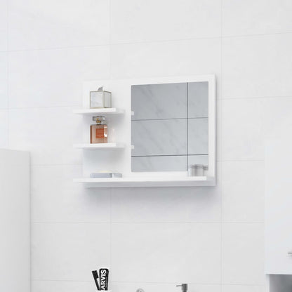 Bathroom Mirror High Gloss White 60x10.5x45 cm Engineered Wood - Bend