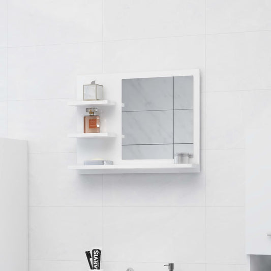 Bathroom Mirror High Gloss White 60x10.5x45 cm Engineered Wood - Bend