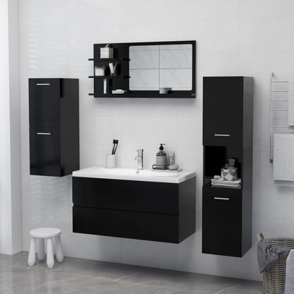 Bathroom Mirror Black 90x10.5x45 cm Engineered Wood