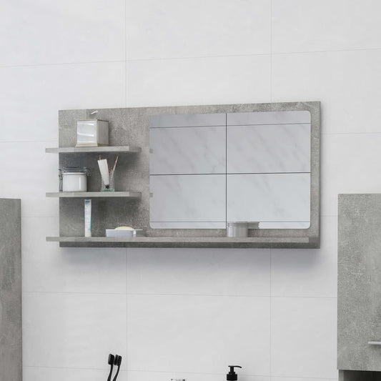 Bathroom Mirror Concrete Grey 90x10.5x45 cm Engineered Wood - Bend