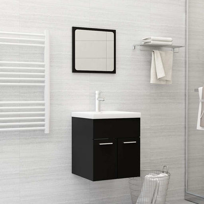 2 Piece Bathroom Furniture Set Black Engineered Wood