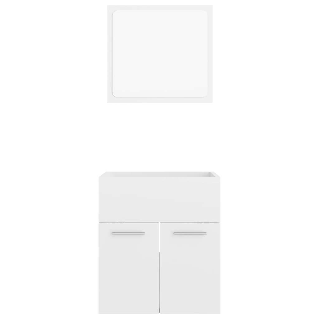 2 Piece Bathroom Furniture Set High Gloss White Engineered Wood