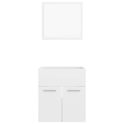 2 Piece Bathroom Furniture Set High Gloss White Engineered Wood