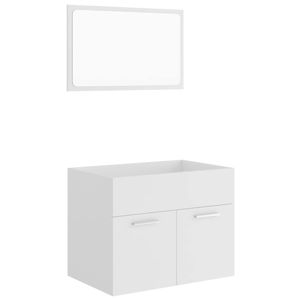 2 Piece Bathroom Furniture Set White Engineered Wood