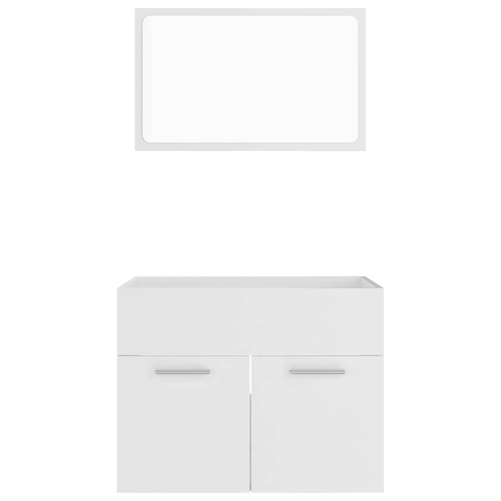 2 Piece Bathroom Furniture Set White Engineered Wood