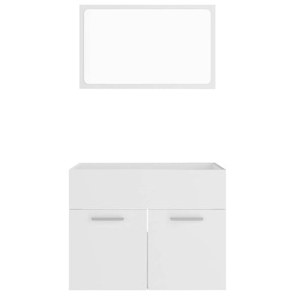 2 Piece Bathroom Furniture Set White Engineered Wood