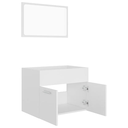 2 Piece Bathroom Furniture Set White Engineered Wood