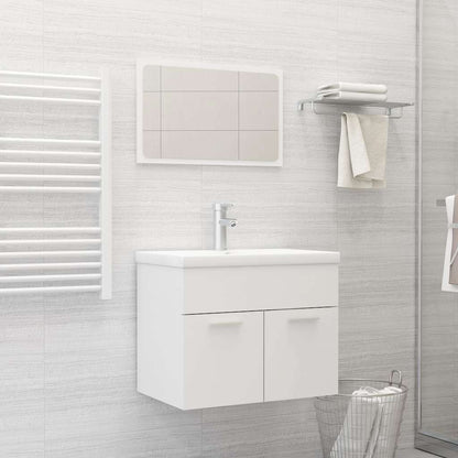 2 Piece Bathroom Furniture Set White Engineered Wood