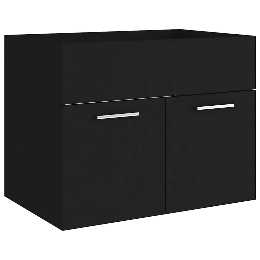 2 Piece Bathroom Furniture Set Black Engineered Wood