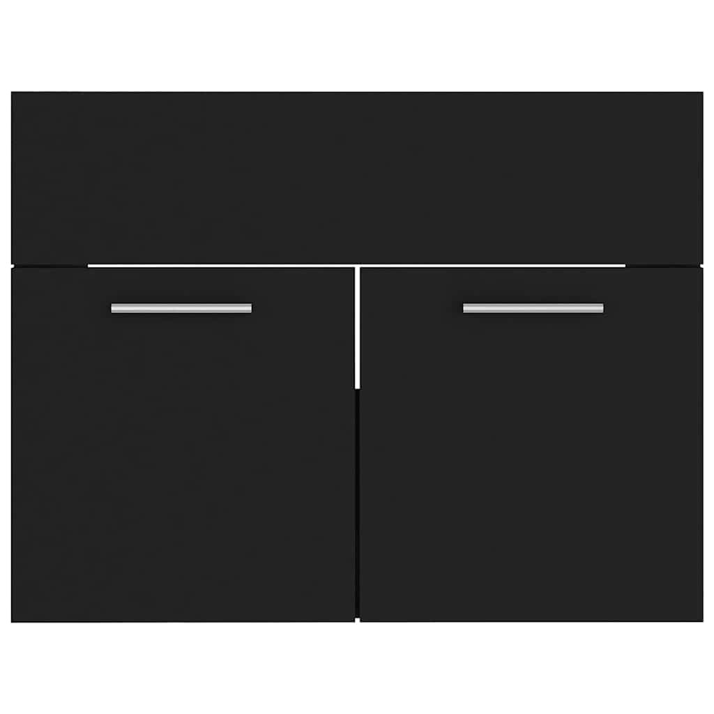 2 Piece Bathroom Furniture Set Black Engineered Wood