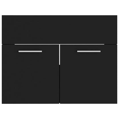 2 Piece Bathroom Furniture Set Black Engineered Wood